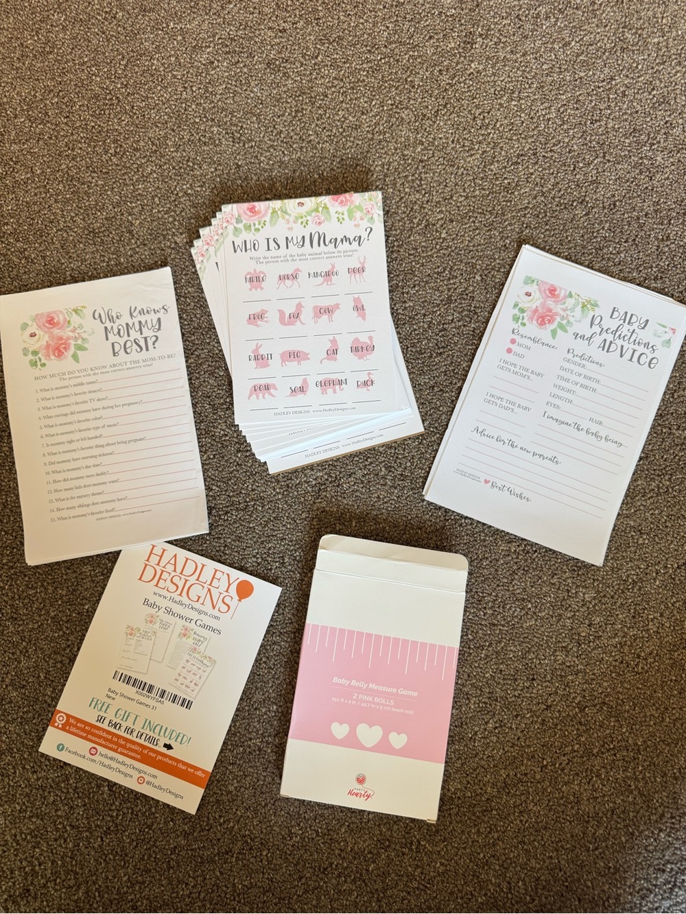 Pink Baby Shower Game Pack by Hadley Designs